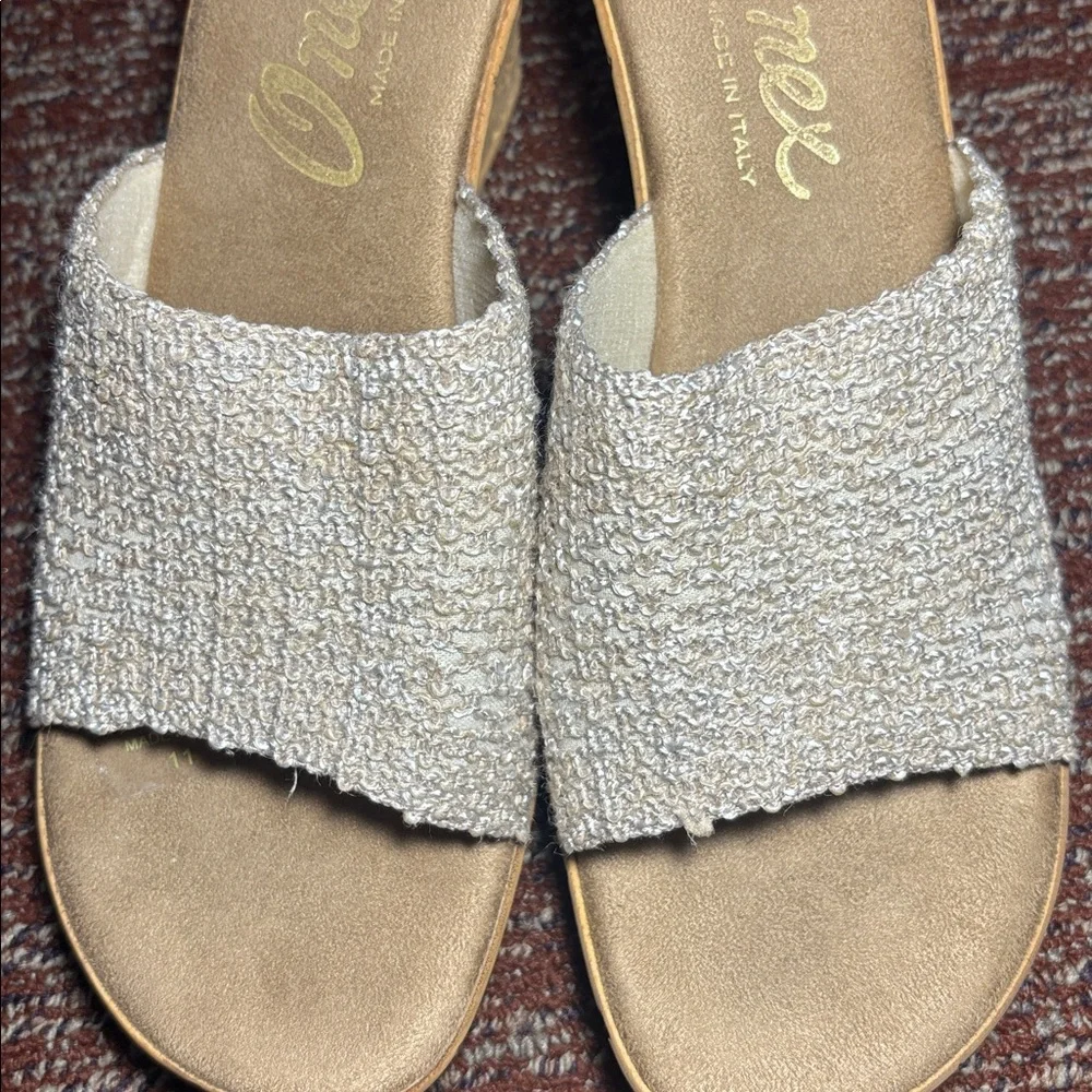 Onex made in Italy platform Elegant Cream Wedge Sandals cork heel beach wedding